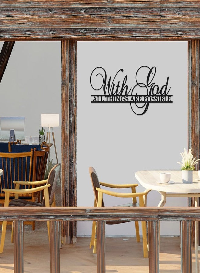 HQIOA With God All Things Are Possible Sign Metal Wall Decor Art Black Religious Home Decor Christian Inspirational Word Hanging Signs for Home - Image 4
